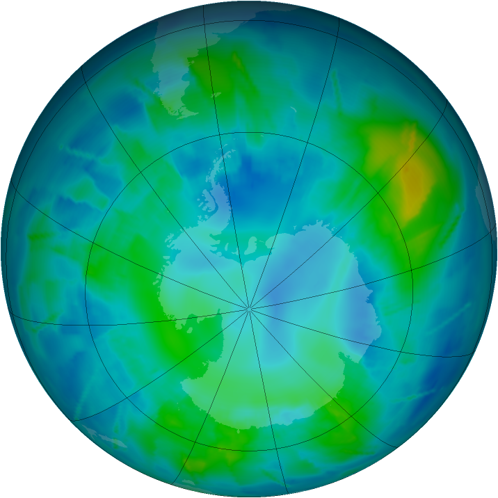 Antarctic ozone map for 23 April 2011